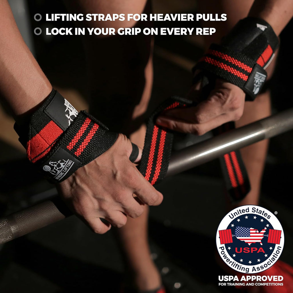 Wrist Wraps + Lifting Straps Bundle (2 Pairs) for Weightlifting, Cross Training, Workout, Gym, Powerlifting, Bodybuilding - Support for Men/Women, Avoid Injury during Weight Lifting